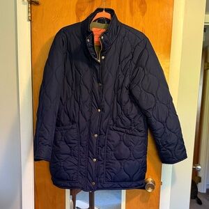 J. Crew Dark Blue Quilted Puffer Coat
